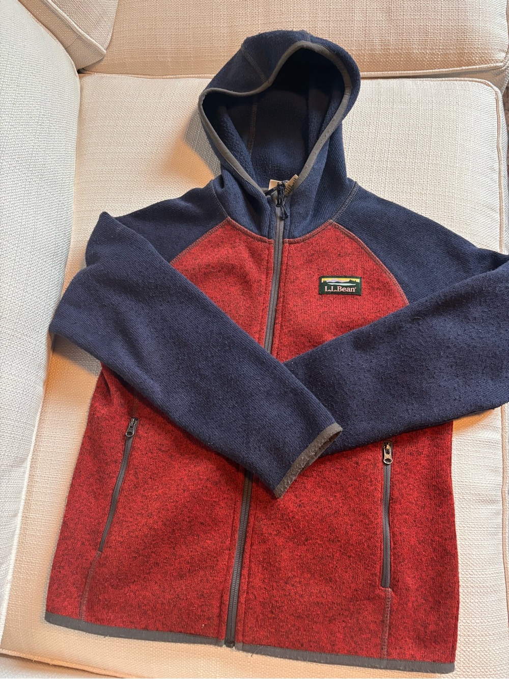L.L. Bean Kids' Hooded Two-Tone Jacket - Red & Navy